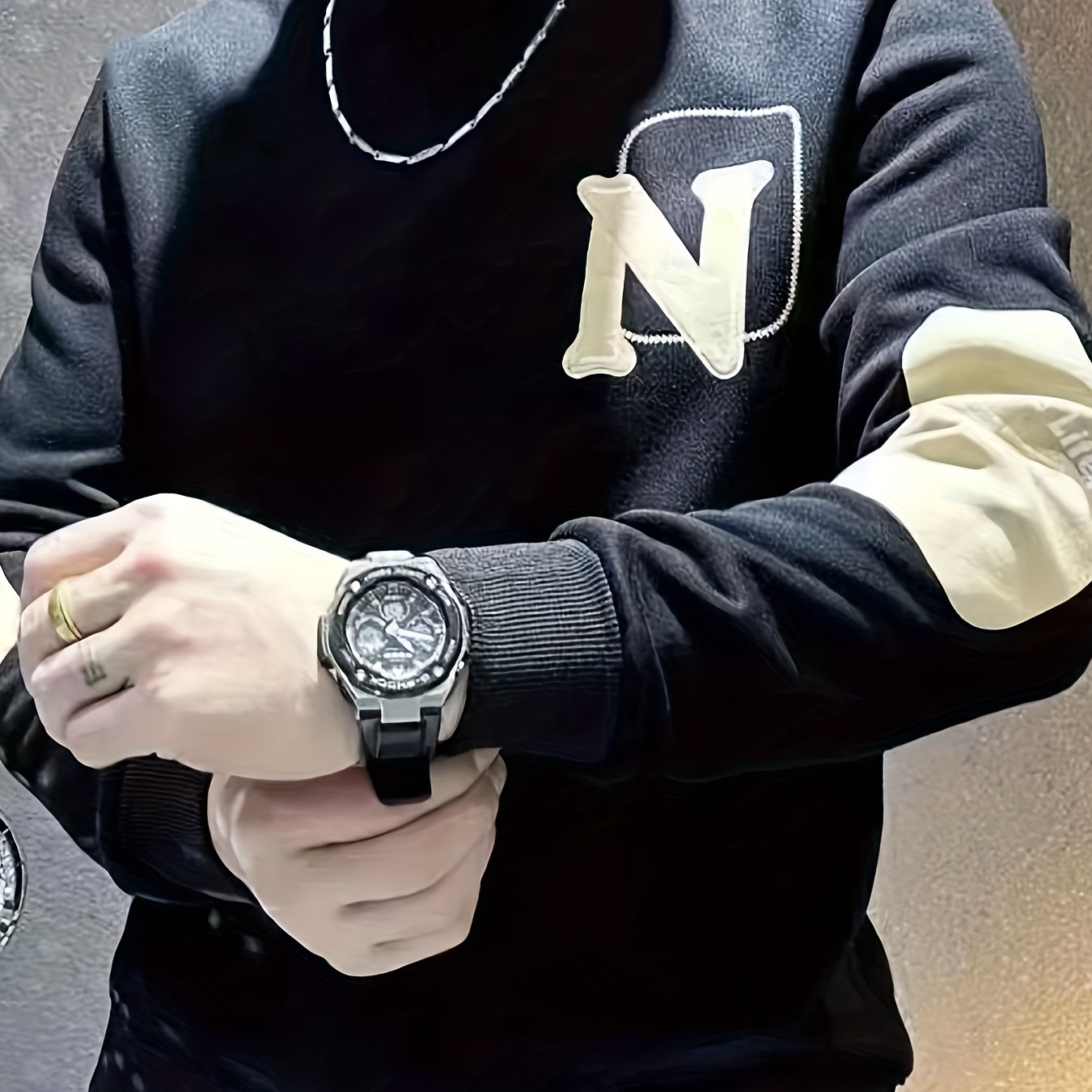 Heren Versatile Crew Neck Sweatshirt - Beige NY Stijl