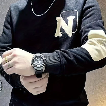 Heren Versatile Crew Neck Sweatshirt - Beige NY Stijl