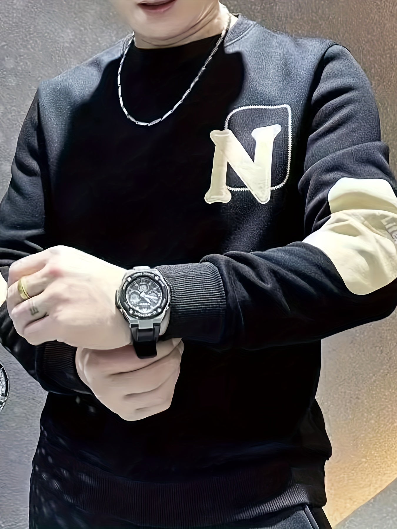 Heren Versatile Crew Neck Sweatshirt - Beige NY Stijl