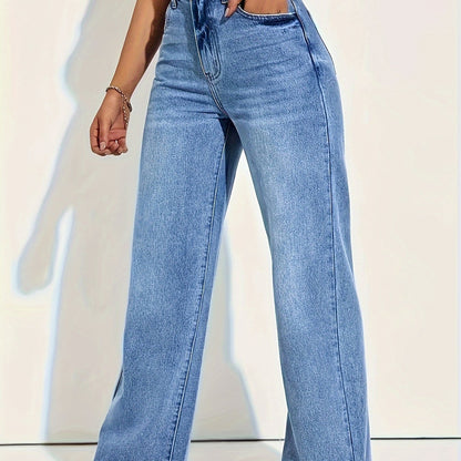 Dames Elegante Blauwe Stretch Jeans