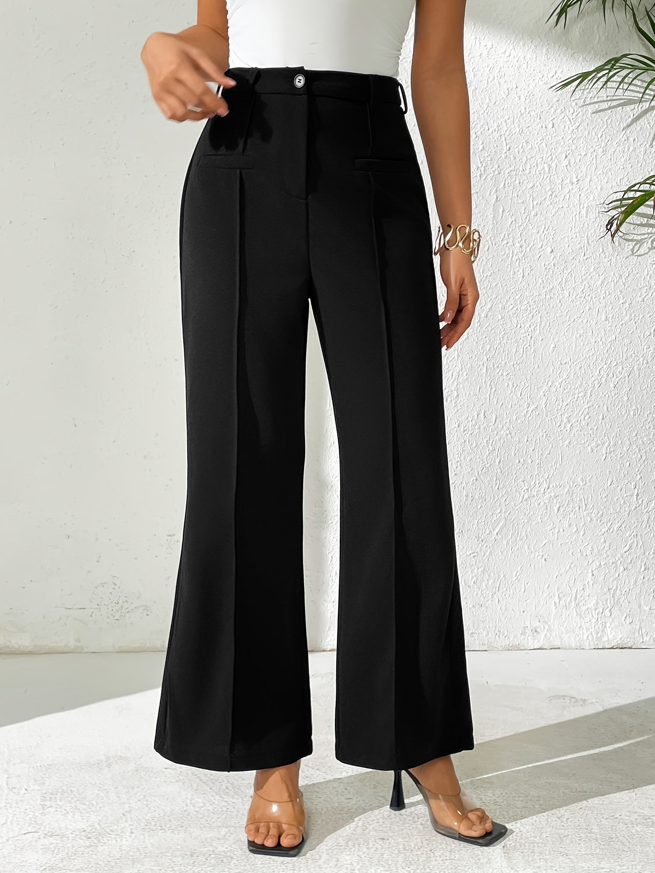 Zwarte Hoge Taille Pantalon