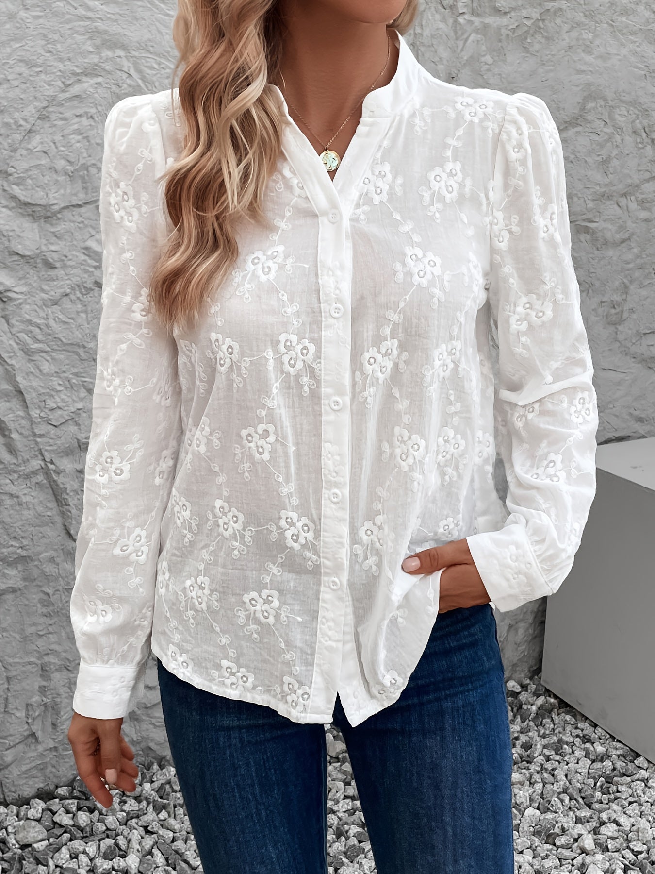 Allure Kant Geborduurde Blouse