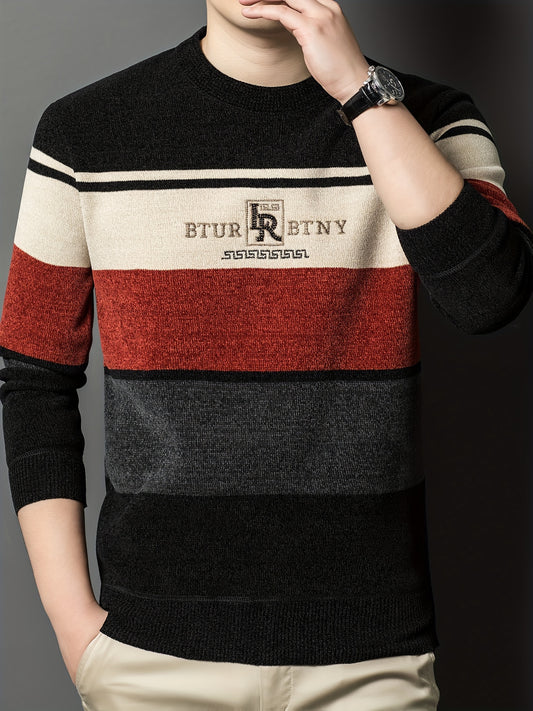 Winter Striped Crew Neck Sweater