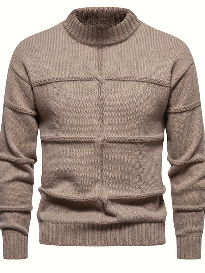 Casual Crew Neck Sweater - Cable-Knit