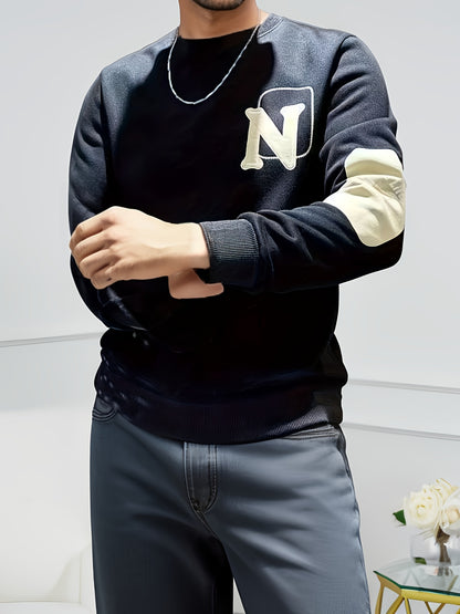 Heren Versatile Crew Neck Sweatshirt - Beige NY Stijl