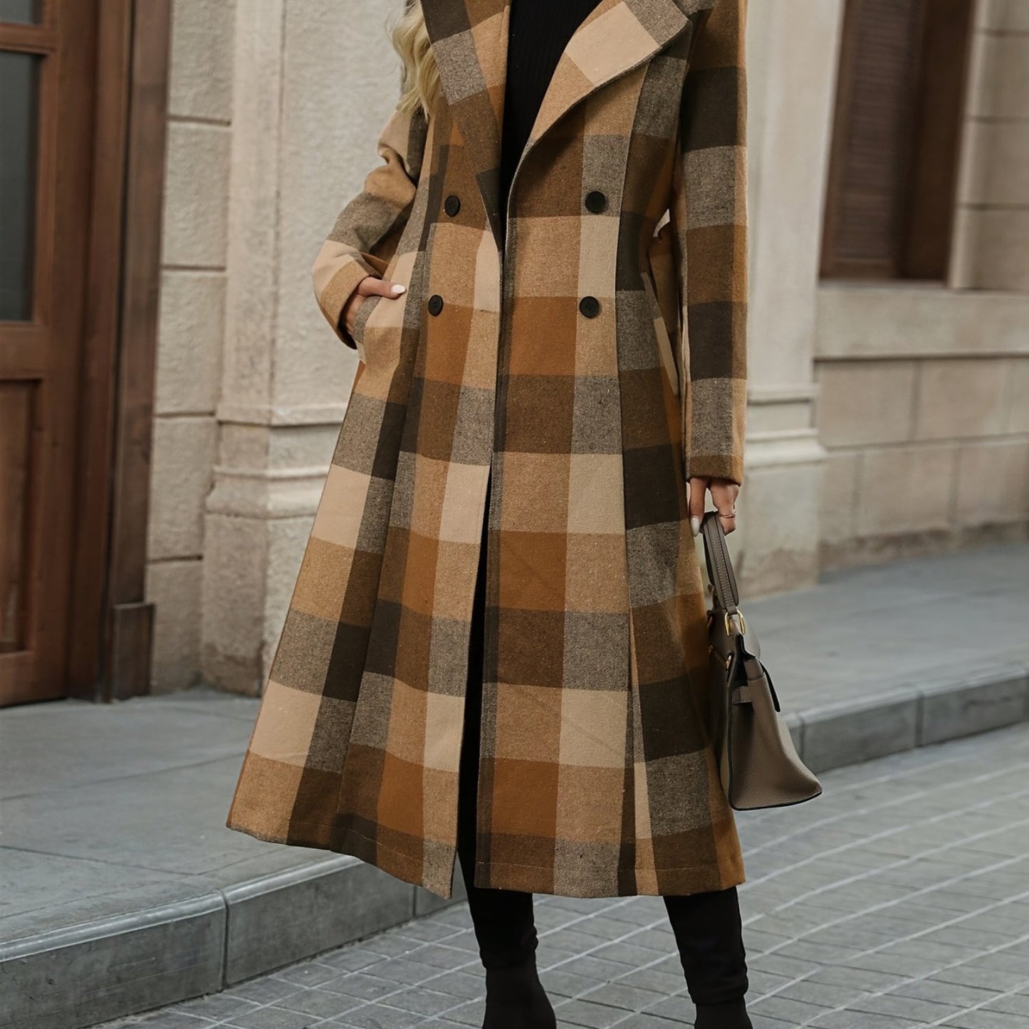 Geruite Asymmetrische Trenchcoat