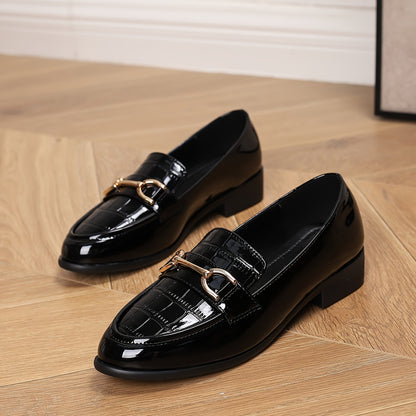 Dames Flat Metal Buckle Loafers