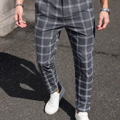Heren Plaid Slim Fit Dress Pants - Patern Chic