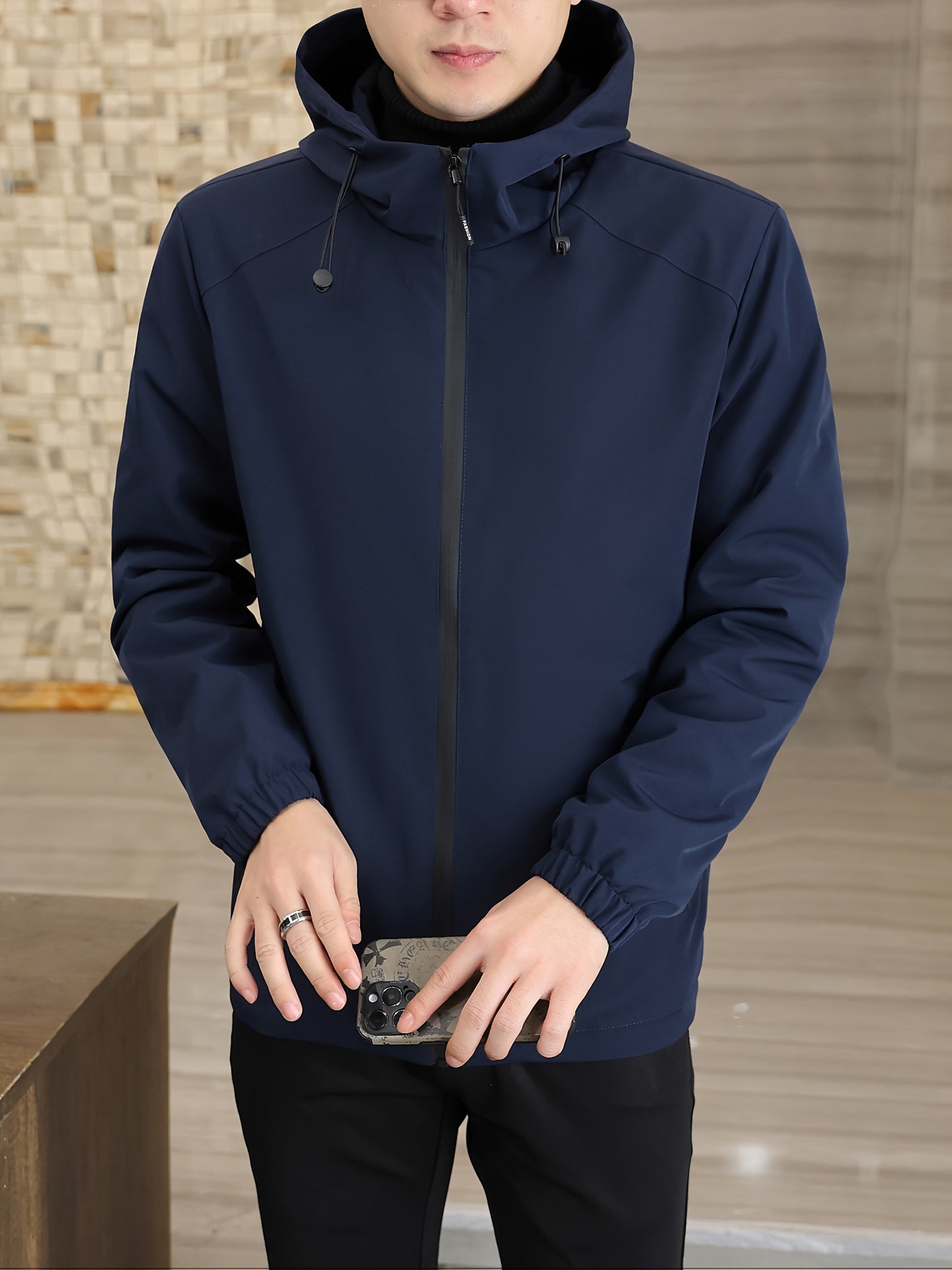 Heren Hooded Windbreaker - Zwarte Urban Edge