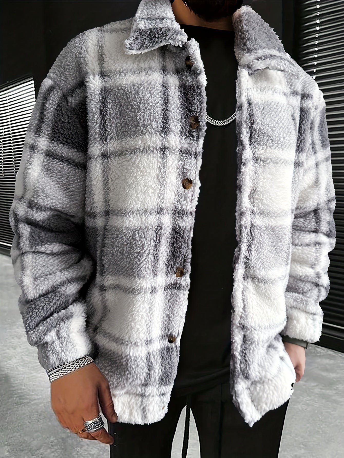 Geruite Plush Jacket