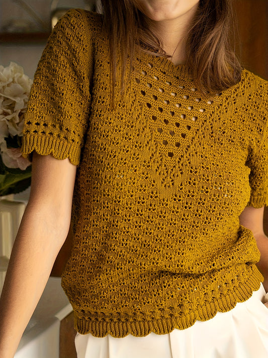 Dames Retro Pullover - Mosterdgele Lente Charme