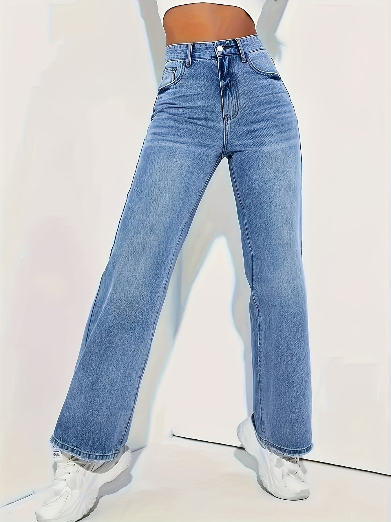 Dames Elegante Blauwe Stretch Jeans