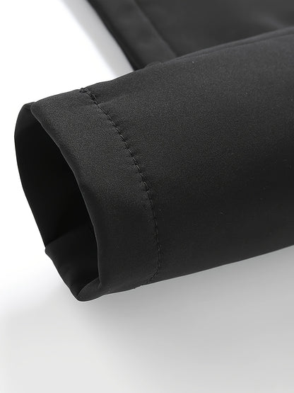 Heren Winddichte Fleece-Gevoerde Hoodie - Zwarte Outdoor Allure