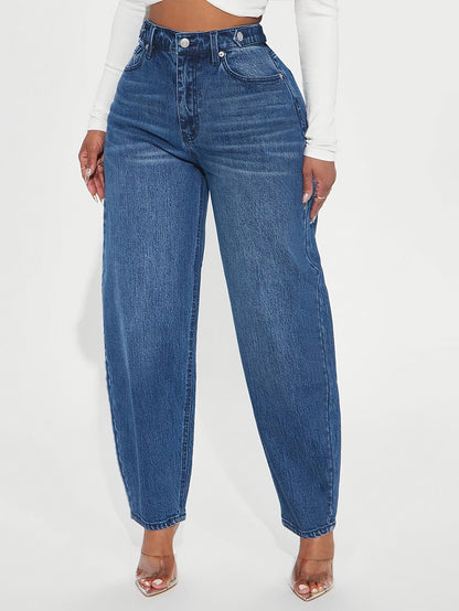 Retro Blauwe Hoge Taille Jeans