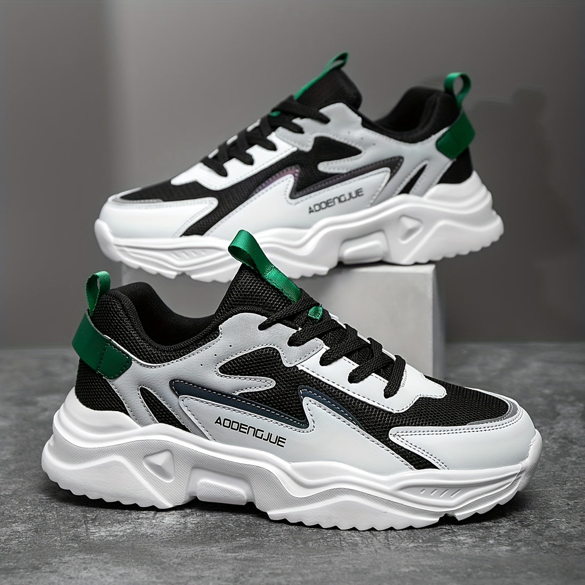 Heren Lichtgewicht Platform Sneakers - Urban Stride Zwart