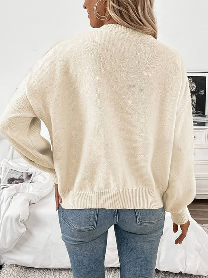 Dames Elegante Low Neck Pullover Sweater - Sophisticated Stretch