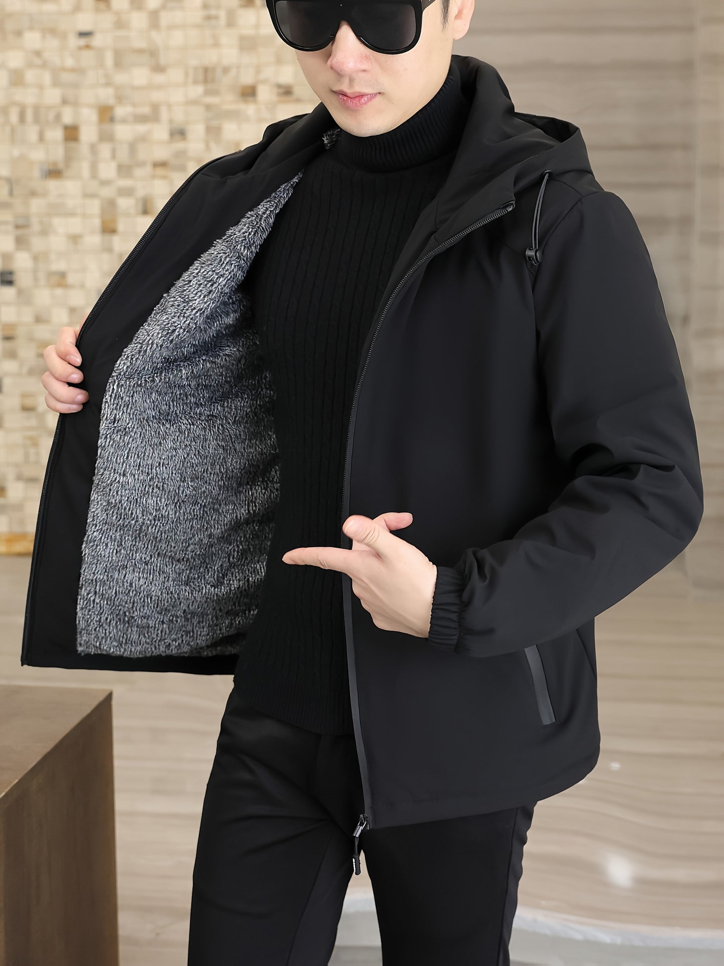 Heren Hooded Windbreaker - Zwarte Urban Edge