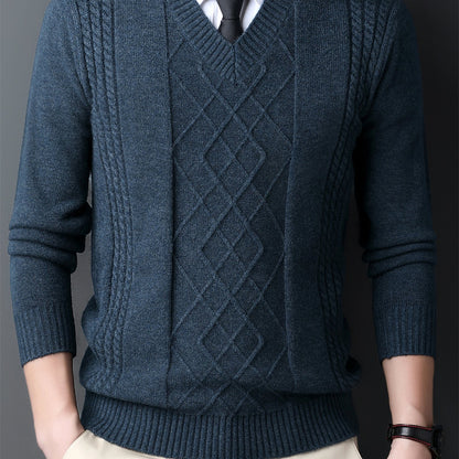 V-Neck Cable-Knit Sweater
