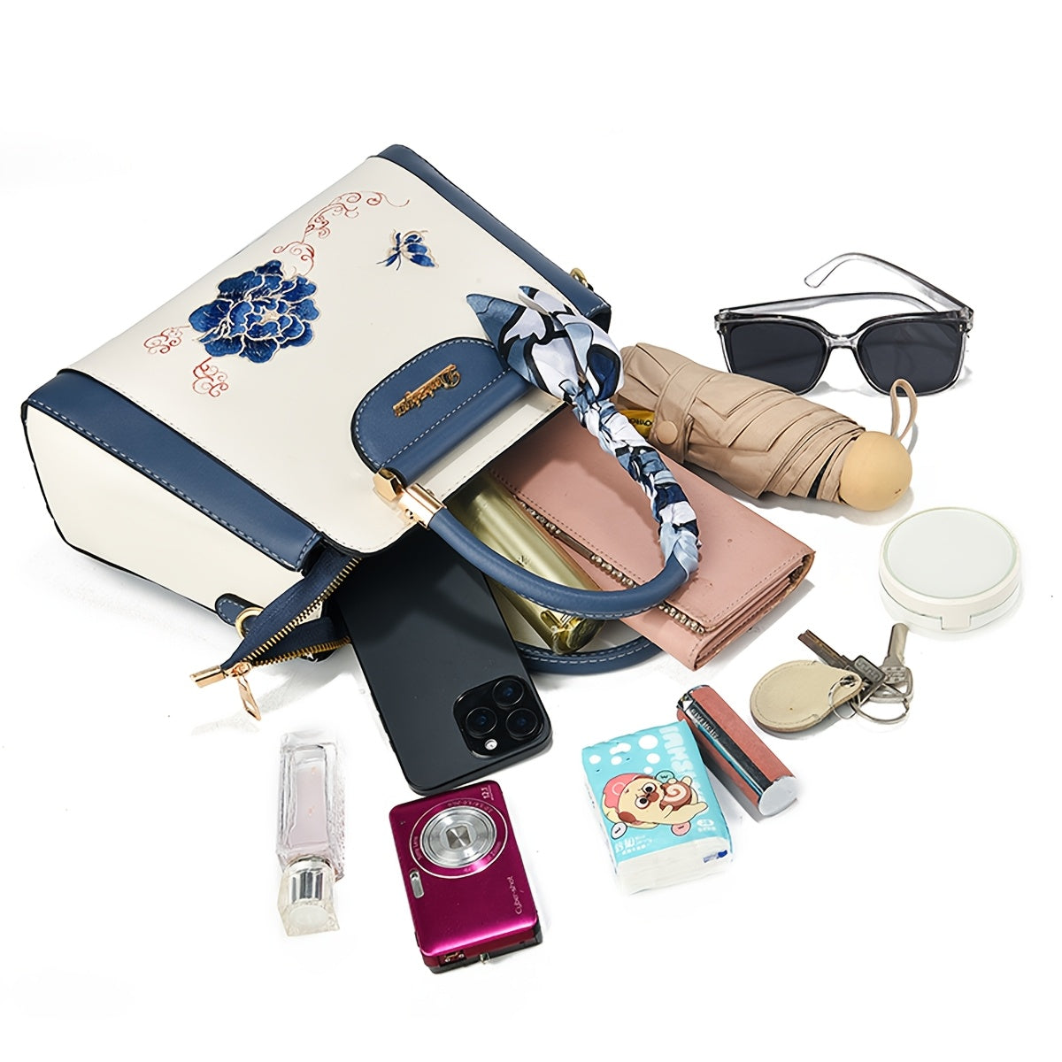 DZY Florale Navy Handtas