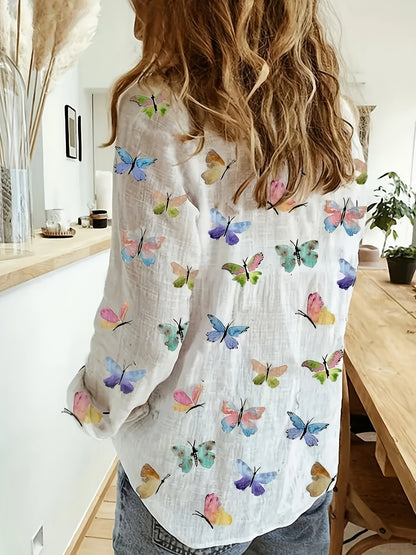 Chique Vlinderprint Blouse voor Dames