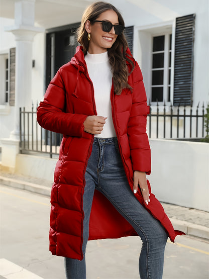 Dames Winter Hooded Midi Coat