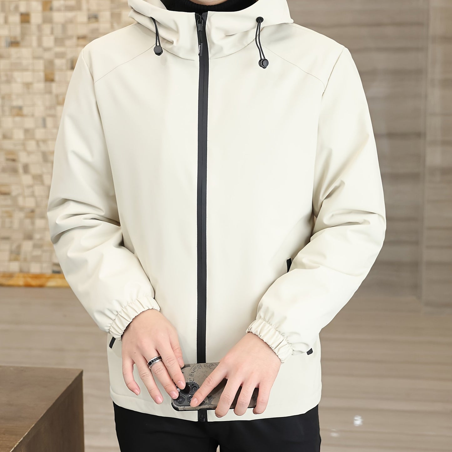 Heren Hooded Windbreaker - Zwarte Urban Edge