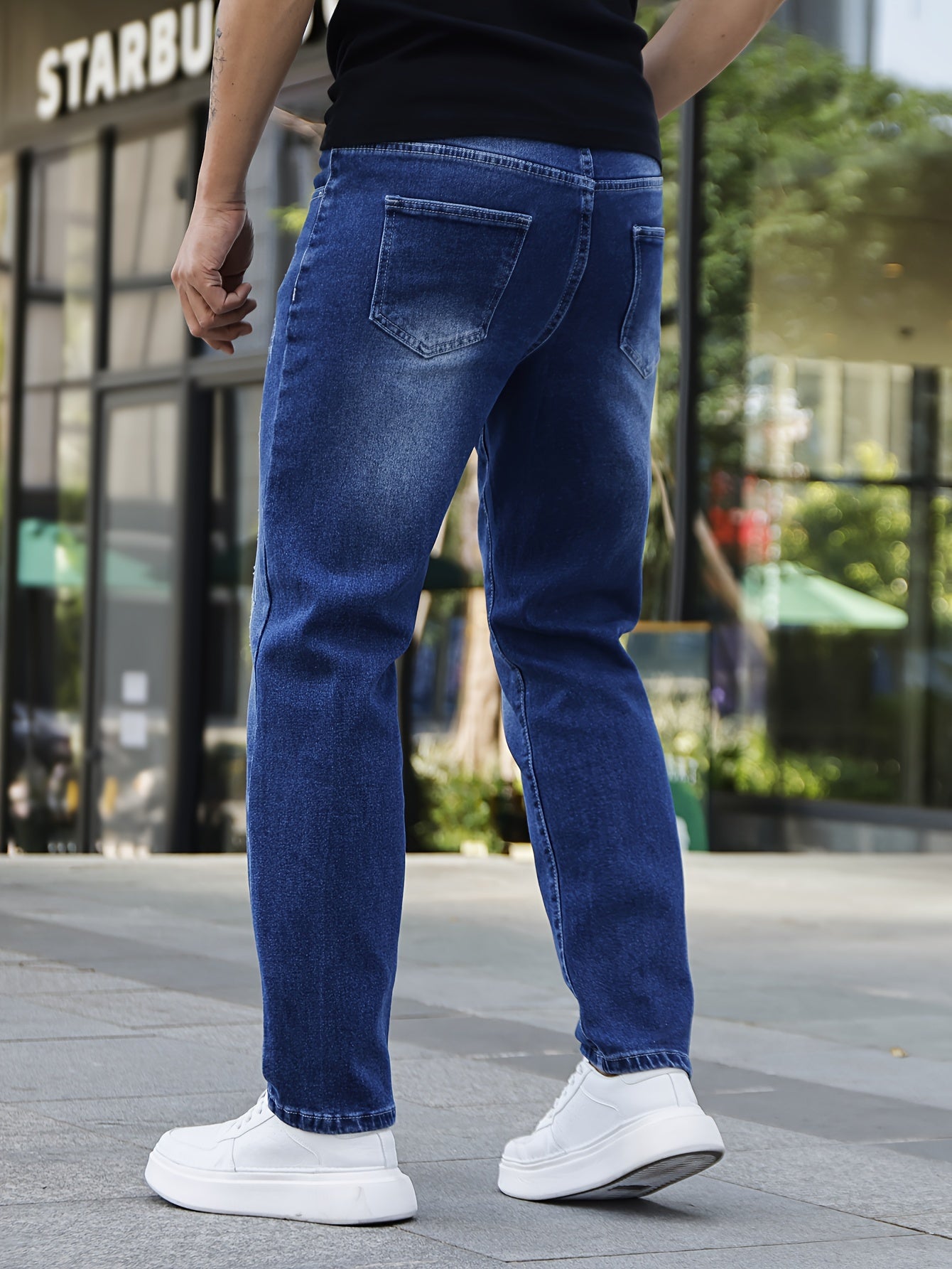 Heren Streetwear Denim Harem Pants - Lichtblauwe Urban Knots