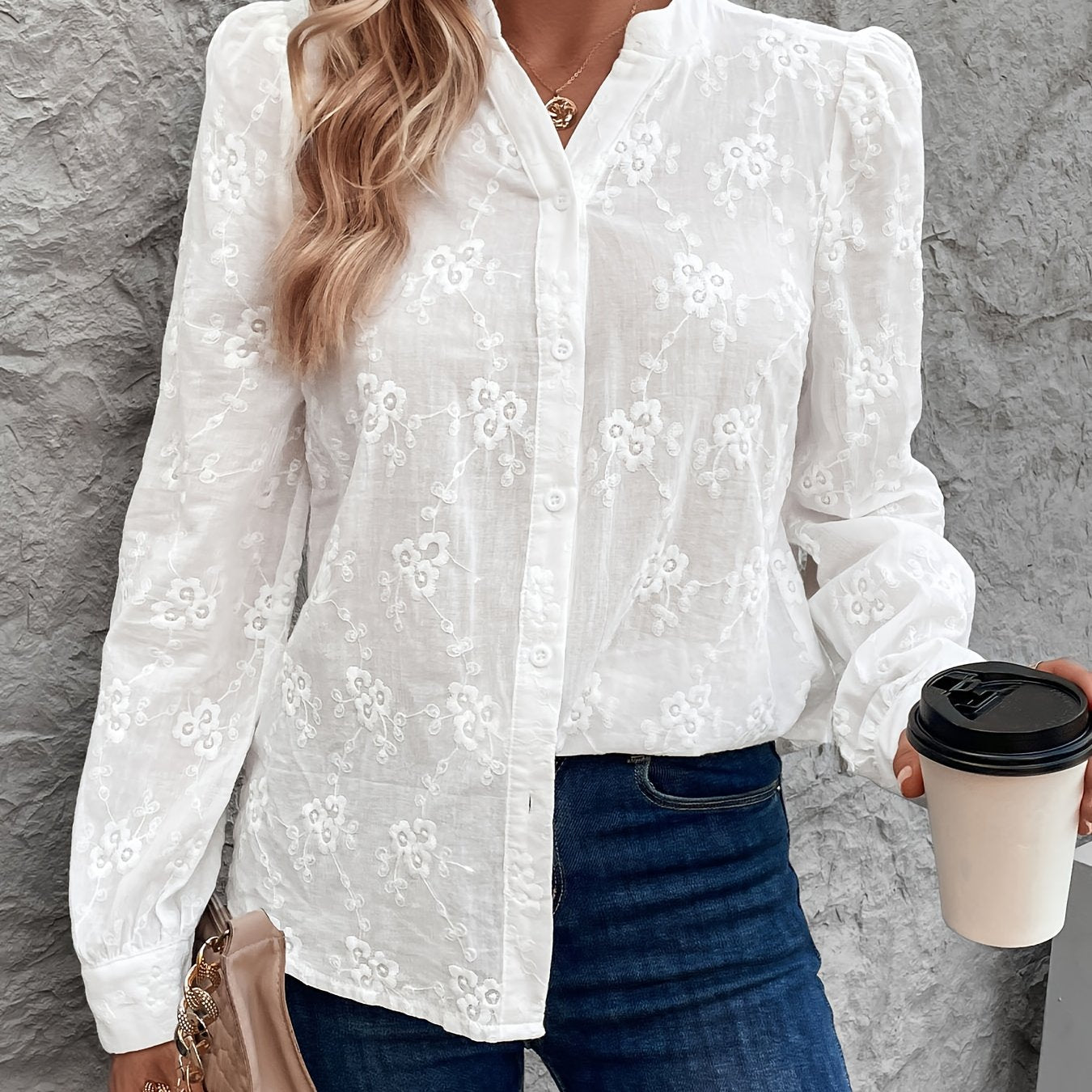 Allure Kant Geborduurde Blouse