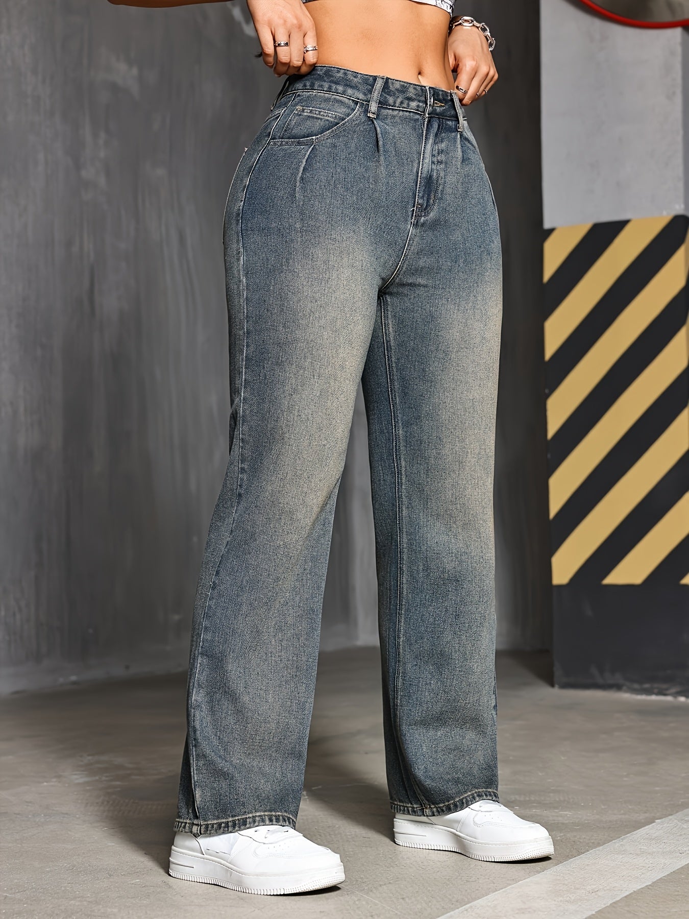 Blauwe Retro Loose Fit Jeans