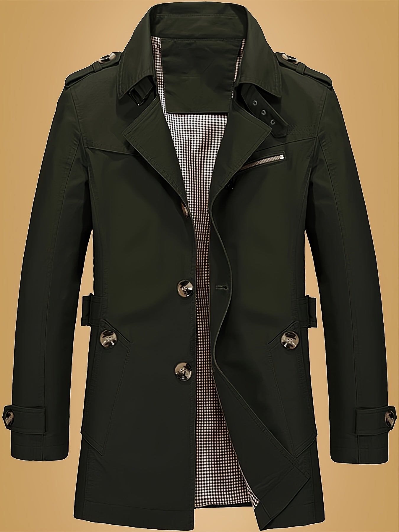 Unisex Classic Single-Breasted Trenchcoat - Tijdloos Olijfgroen