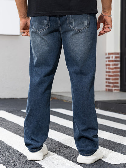 Heren Casual Washed Denim Jeans - Tijdloos Blauw