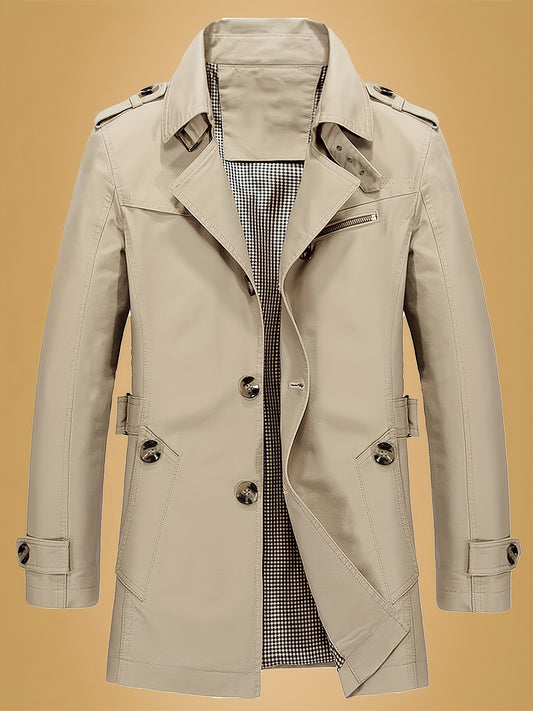 Unisex Classic Single-Breasted Trenchcoat - Tijdloos Olijfgroen
