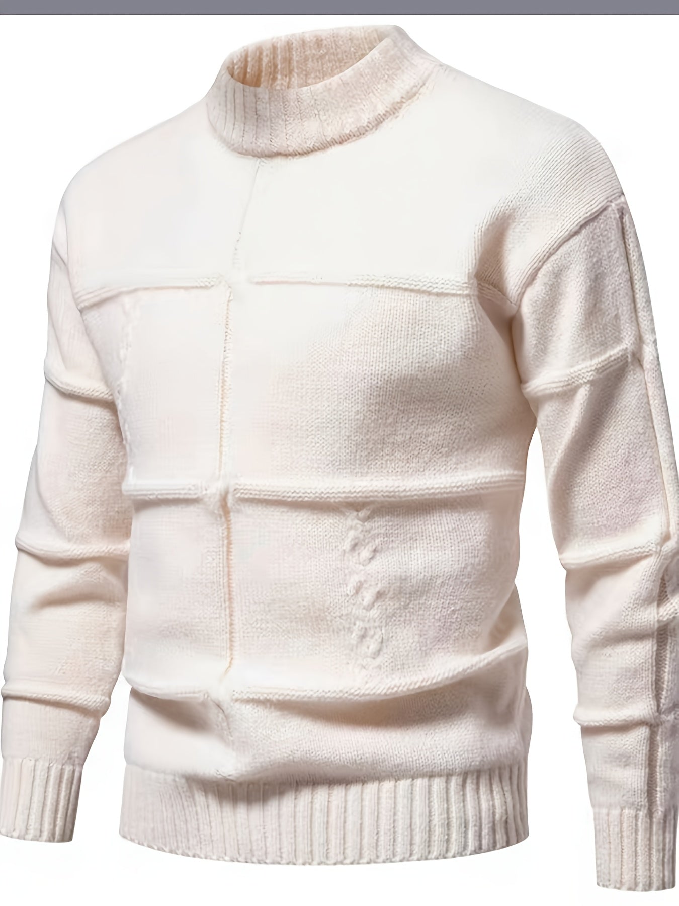 Casual Crew Neck Sweater - Cable-Knit