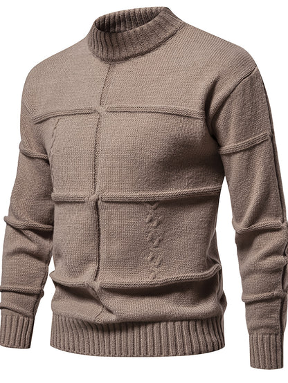 Casual Crew Neck Sweater - Cable-Knit