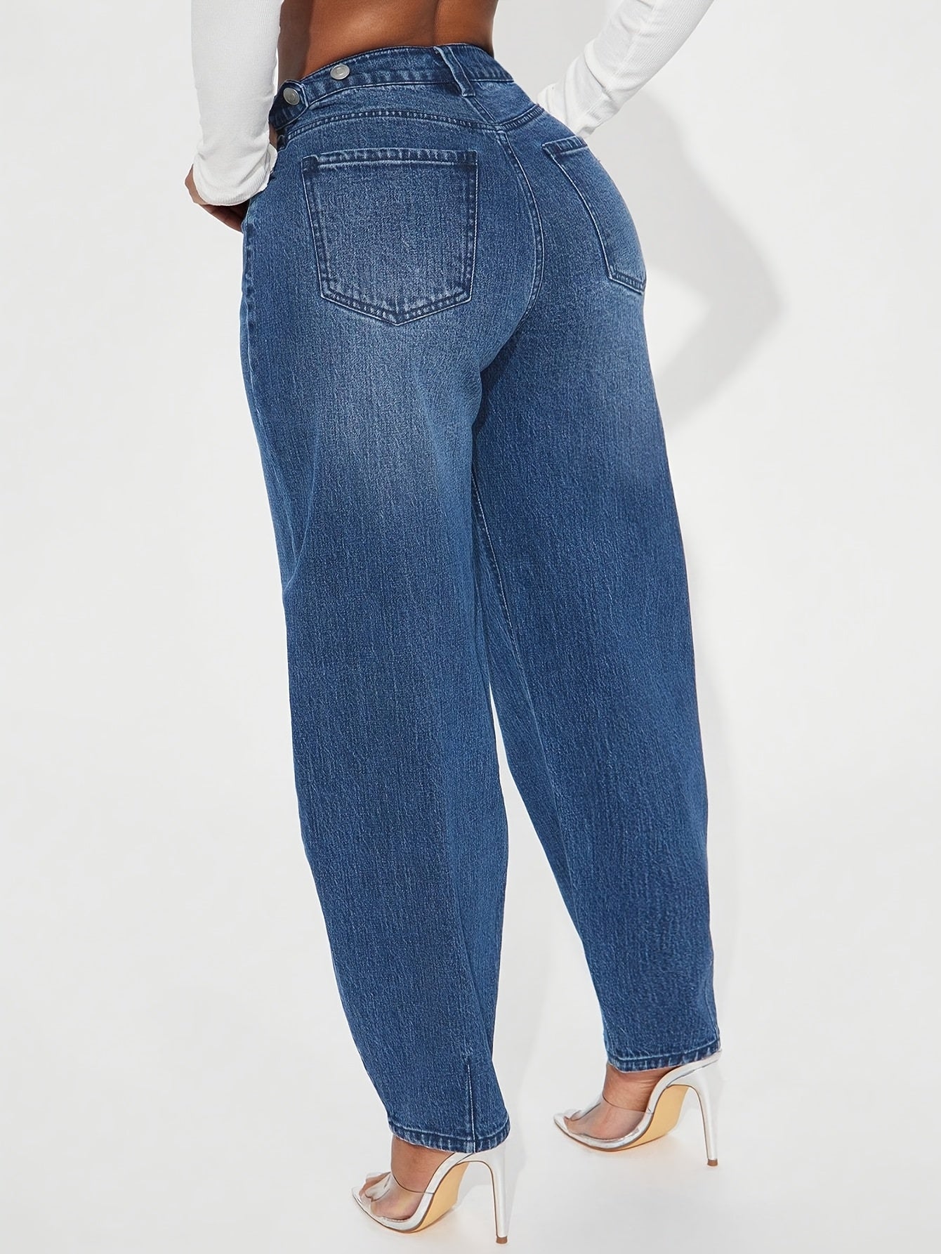 Retro Blauwe Hoge Taille Jeans