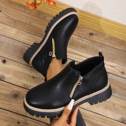 Dames Chic Zwarte PU Enkelboots