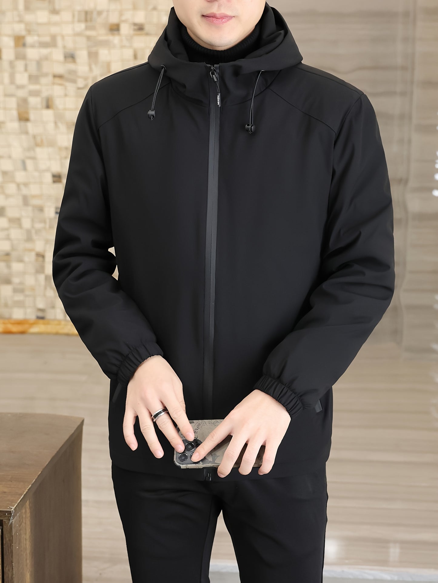 Heren Hooded Windbreaker - Zwarte Urban Edge