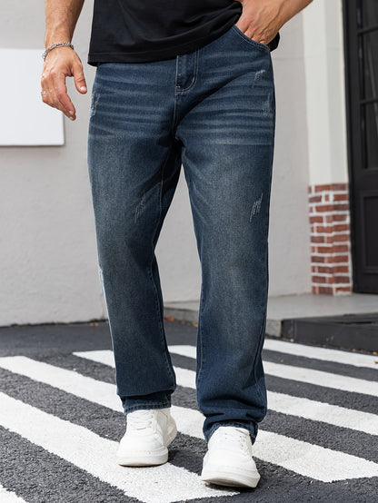 Heren Casual Washed Denim Jeans - Tijdloos Blauw