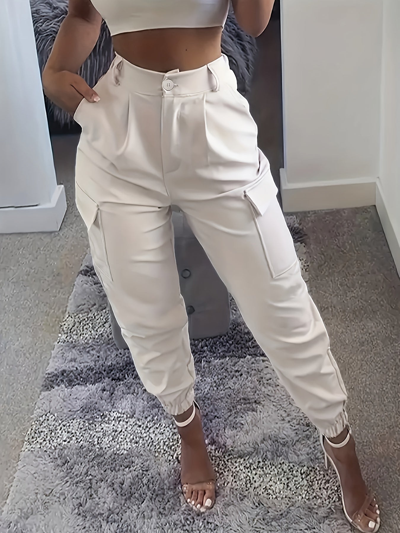 Witte Slim-Fit Cargo Broek