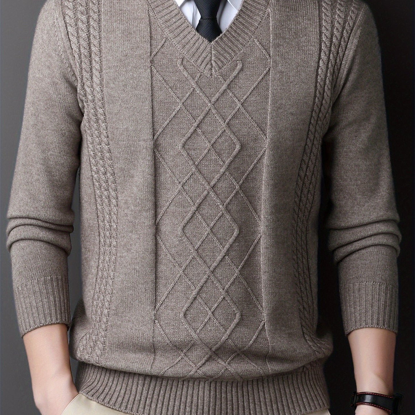 V-Neck Cable-Knit Sweater