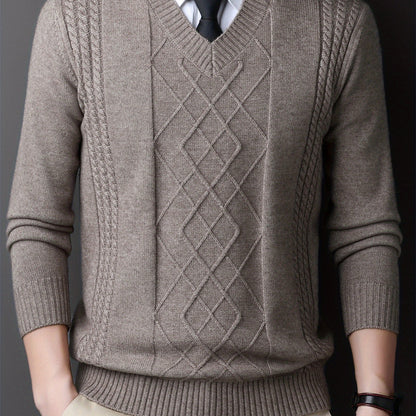 V-Neck Cable-Knit Sweater