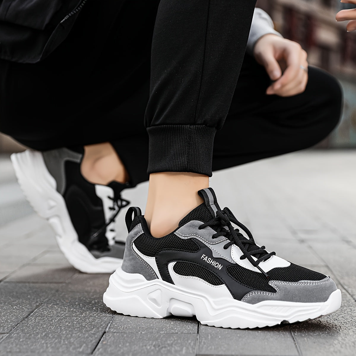 Heren Lichtgewicht Platform Sneakers - Urban Stride Zwart