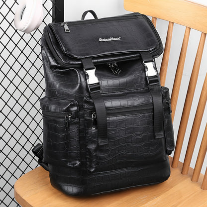 Zwarte Unisex Crocodile Textuur Rugzak