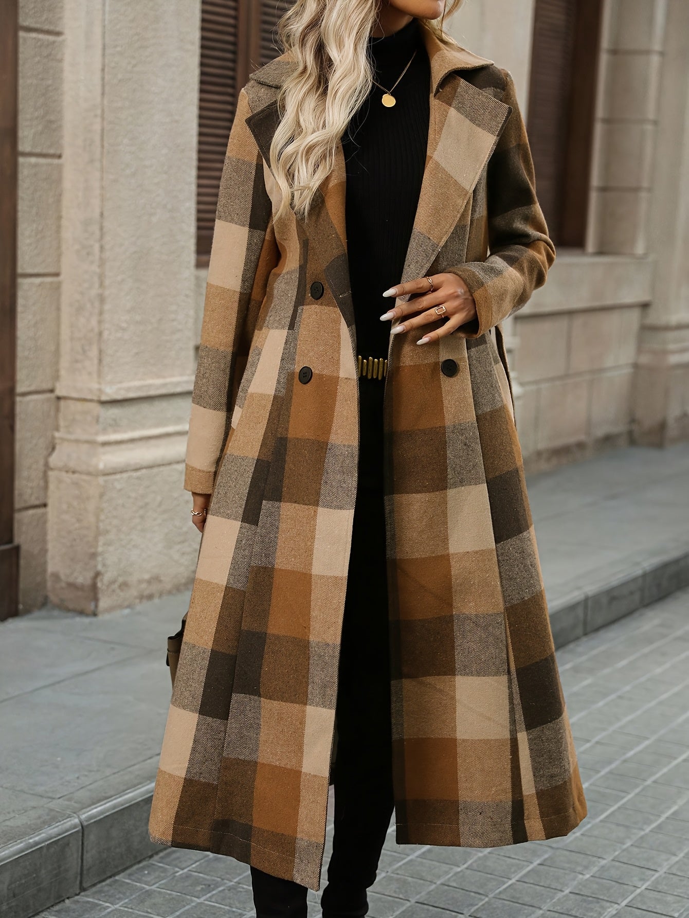 Geruite Asymmetrische Trenchcoat