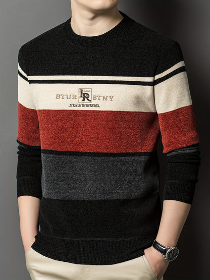 Winter Striped Crew Neck Sweater