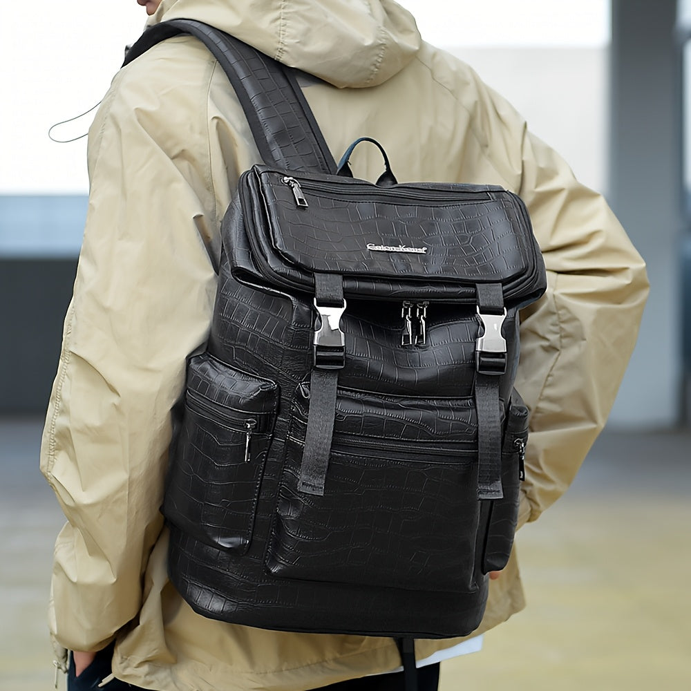 Zwarte Unisex Crocodile Textuur Rugzak