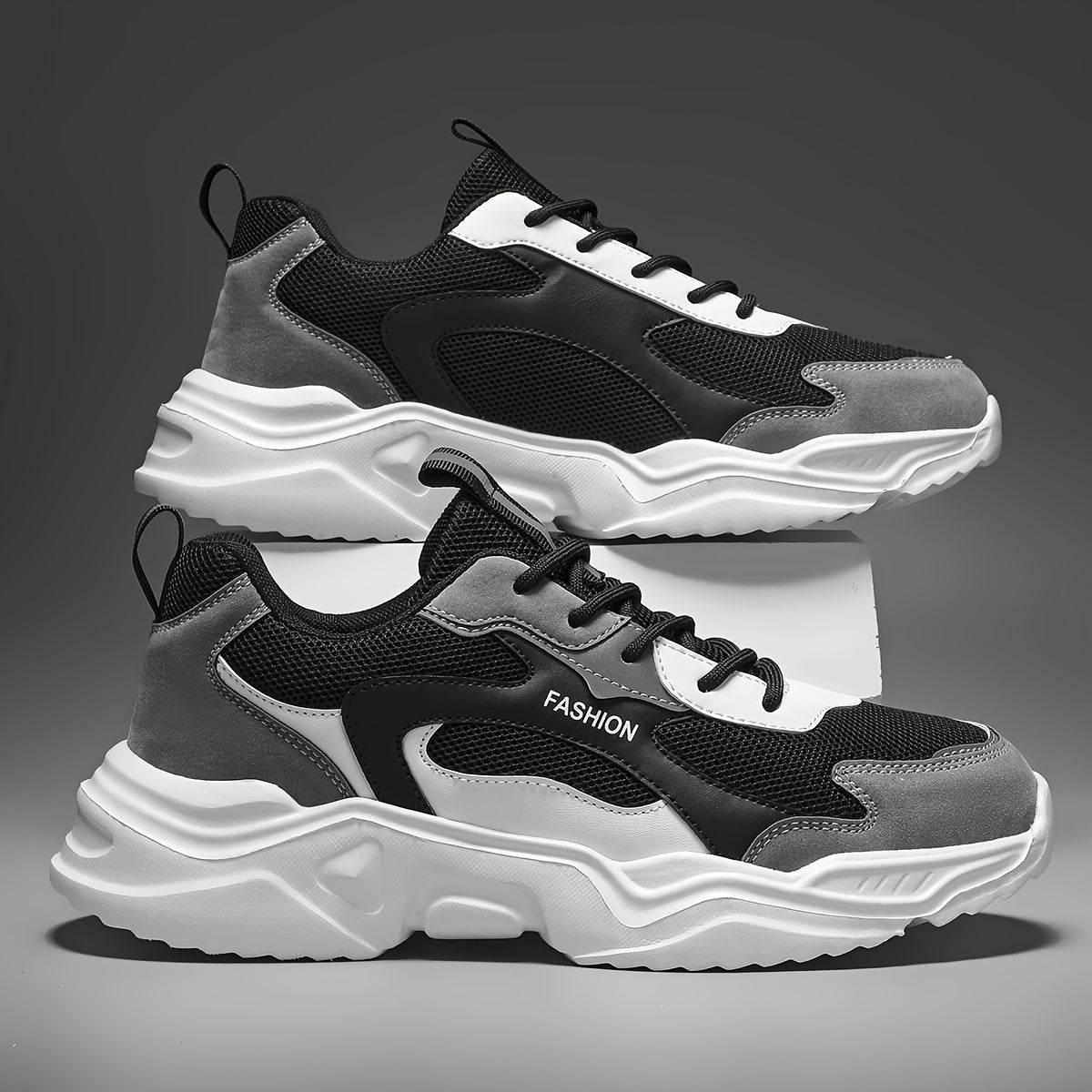 Heren Lichtgewicht Platform Sneakers - Urban Stride Zwart