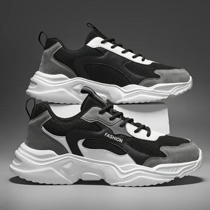 Heren Lichtgewicht Platform Sneakers - Urban Stride Zwart