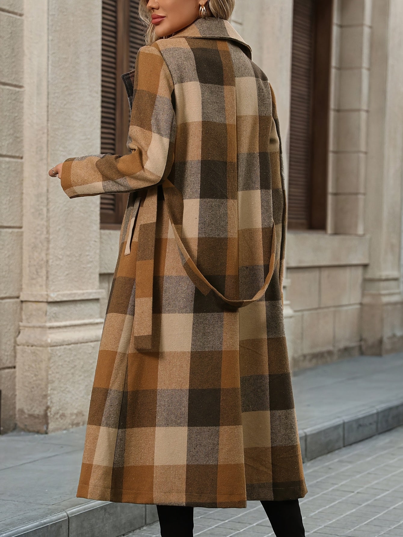 Geruite Asymmetrische Trenchcoat