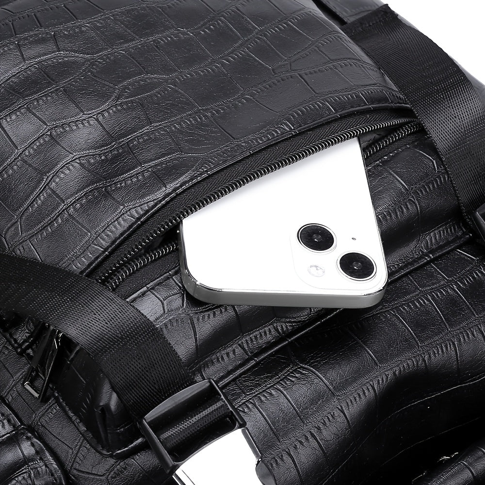 Zwarte Unisex Crocodile Textuur Rugzak